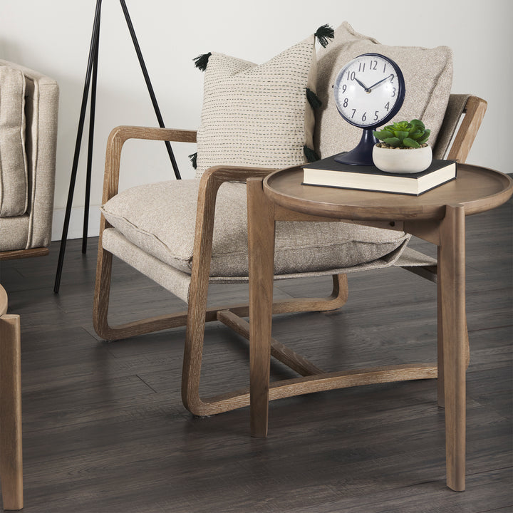 Cleaver I 22 x 24 Round Top Brown Solid Wood Accent Table Dining Room Mercana