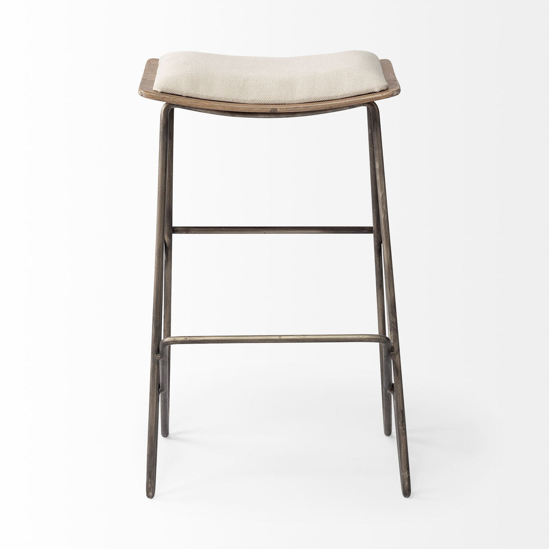 Katniss 26" Total Height Cream Fabric Seat Gold Metal Frame Counter Stool Dining Room Mercana