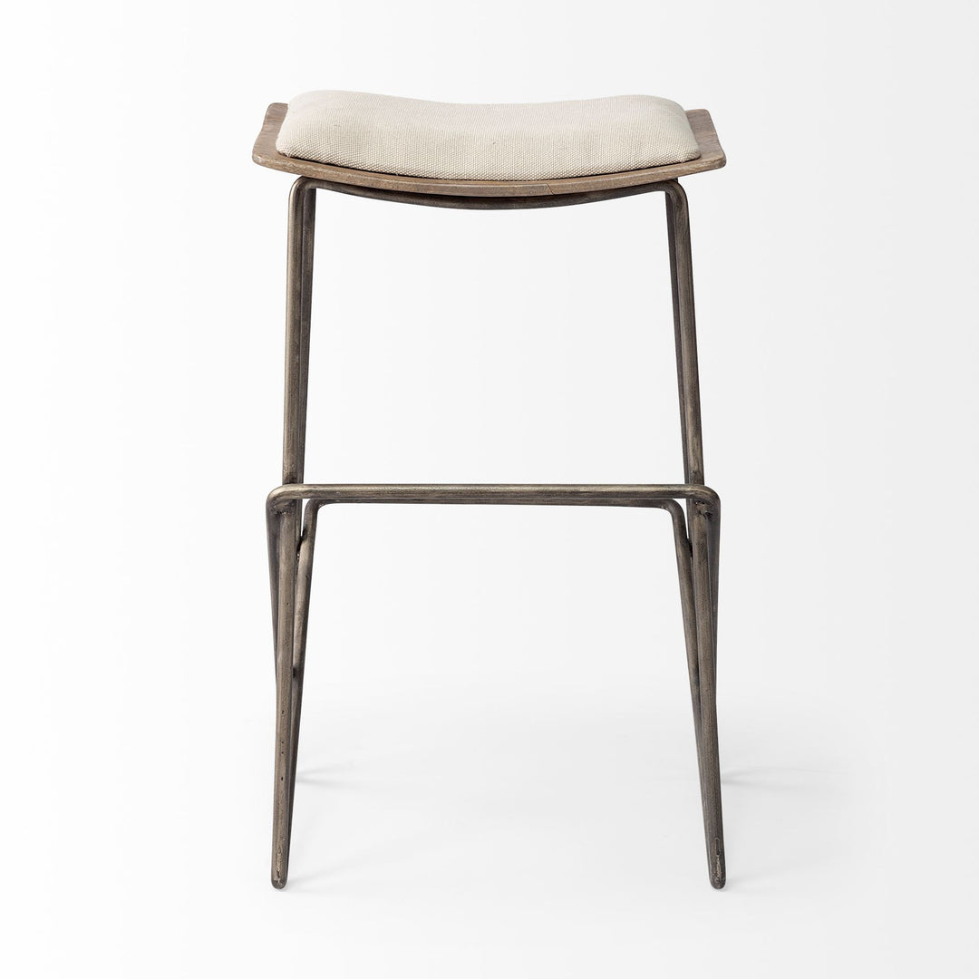 Katniss 26" Total Height Cream Fabric Seat Gold Metal Frame Counter Stool Dining Room Mercana