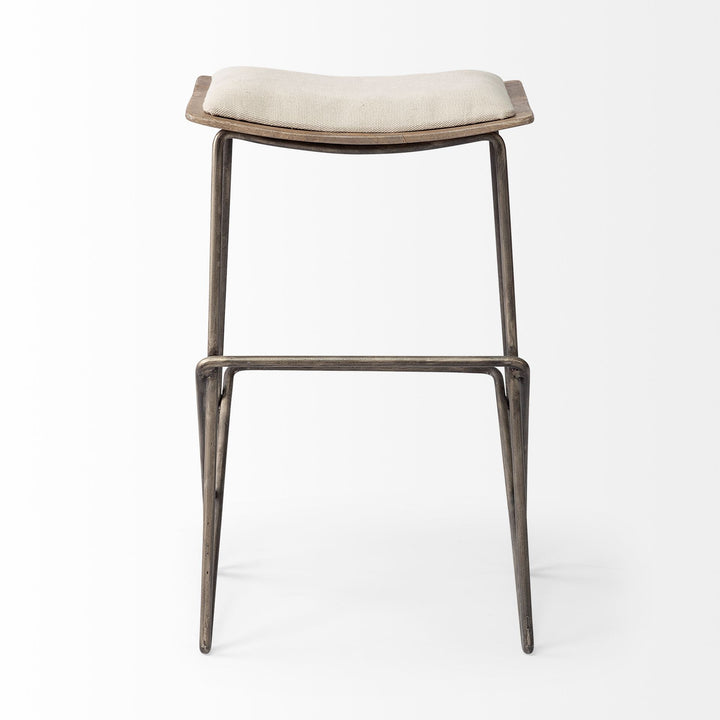 Katniss 26" Total Height Cream Fabric Seat Gold Metal Frame Counter Stool Dining Room Mercana