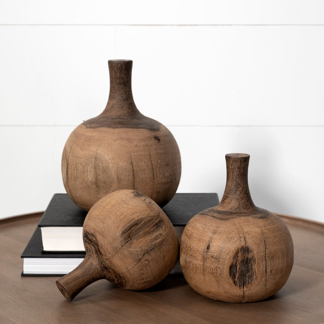 Afra Small Solid Wood Vase Shaped Decorative Object Decor Mercana