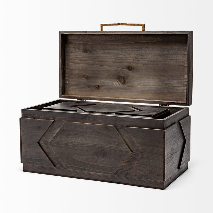 Cassia Set of 2 Brown Wooden Boxes Decor Mercana