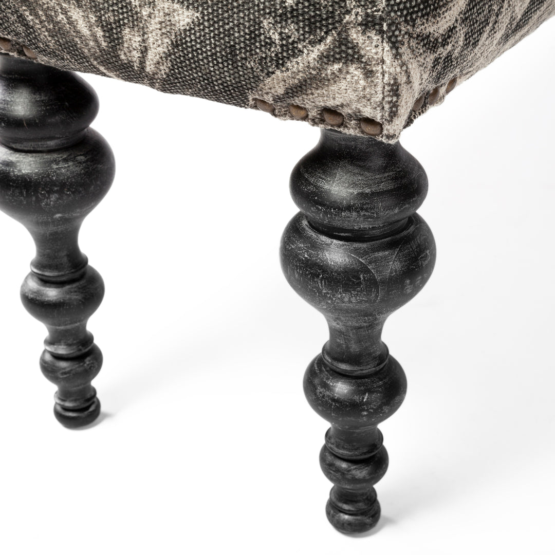 Alhambra 55L x 14W Upholstered Gray Seat W/Black Wood Legs Accent Bench Living Room Mercana