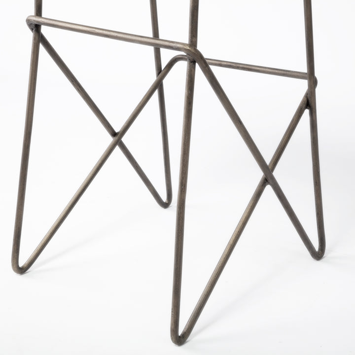 Katniss 30" Total Height Cream Fabric Seat Gold Metal Frame Bar Stool Dining Room Mercana