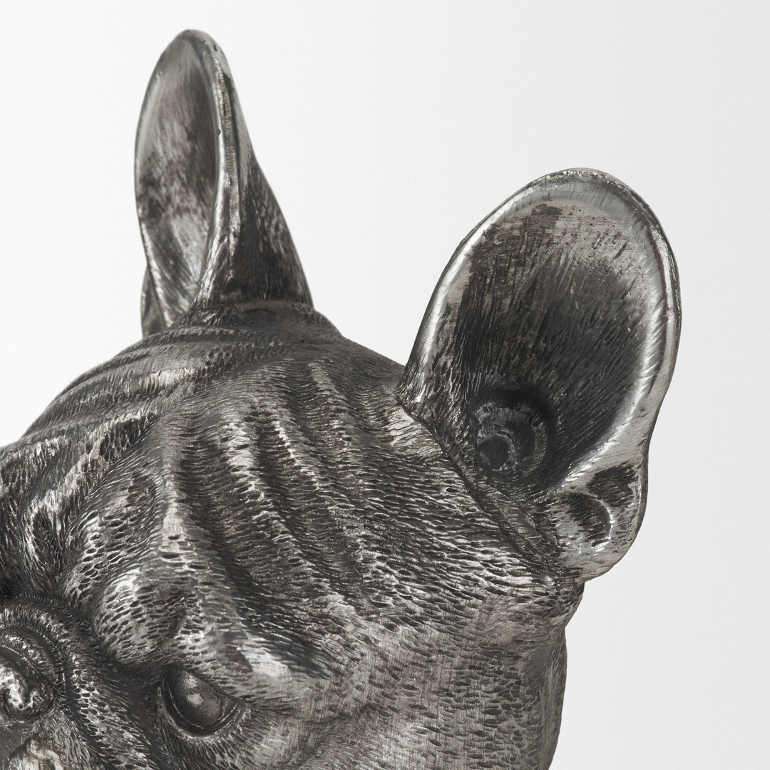 Bruno (Set of 2) 5L x 5W Silver American Bulldog Bookends Decor Mercana