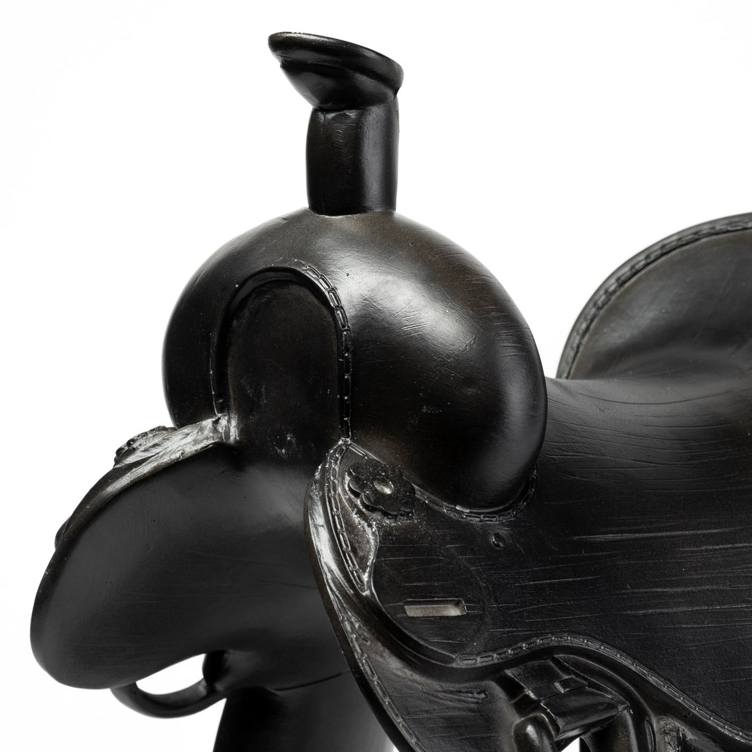 Colt I 9L x 8W Black Equestrian-Inspired Western Horse Saddle Decor Mercana