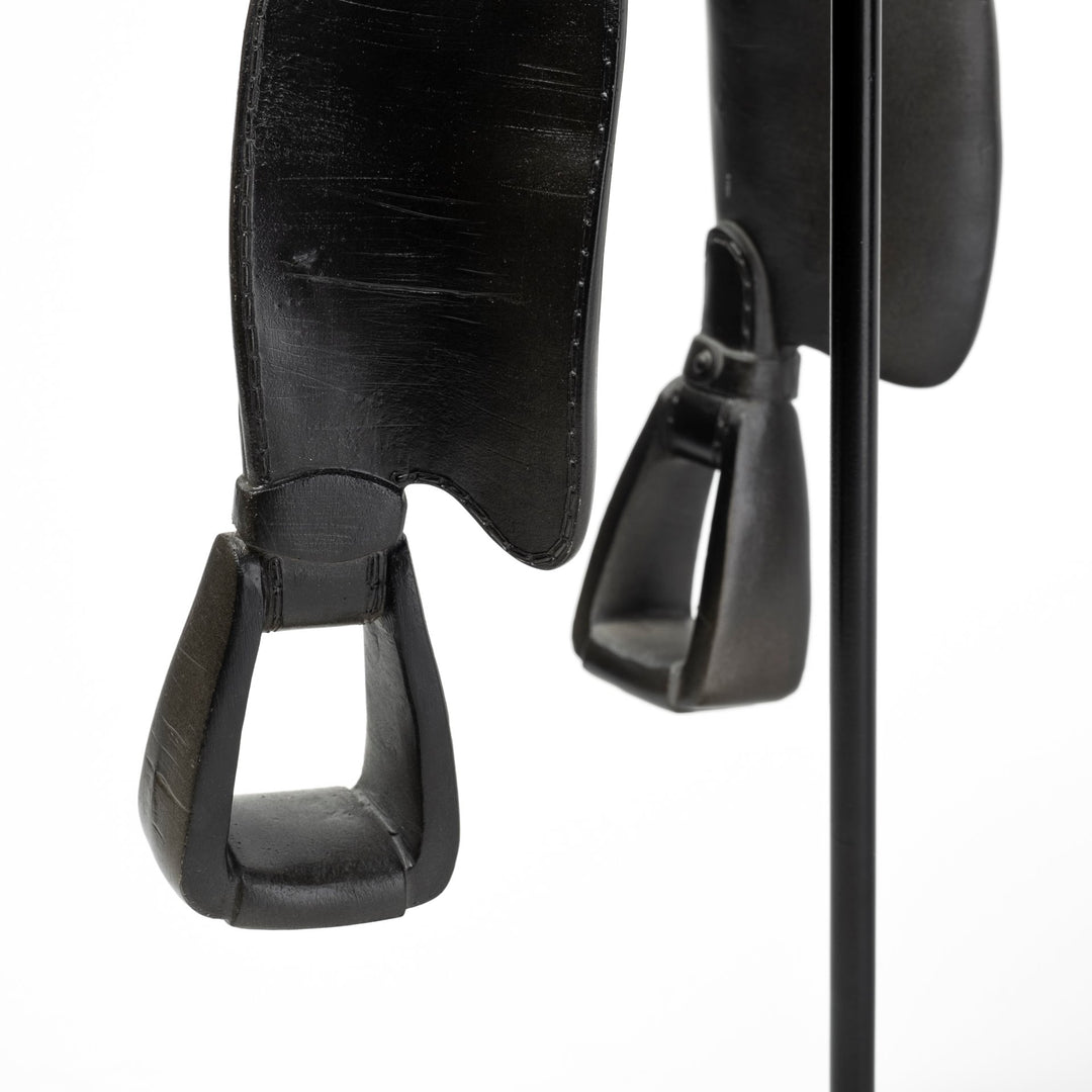 Colt I 9L x 8W Black Equestrian-Inspired Western Horse Saddle Decor Mercana