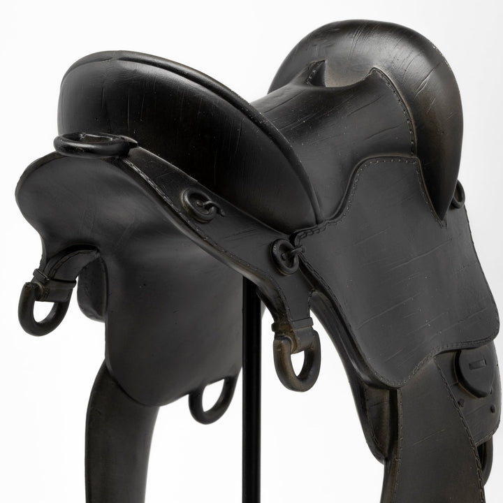 Colt III 8L x 9W Black Equestrian-Inspired English Horse Saddle Decor Mercana