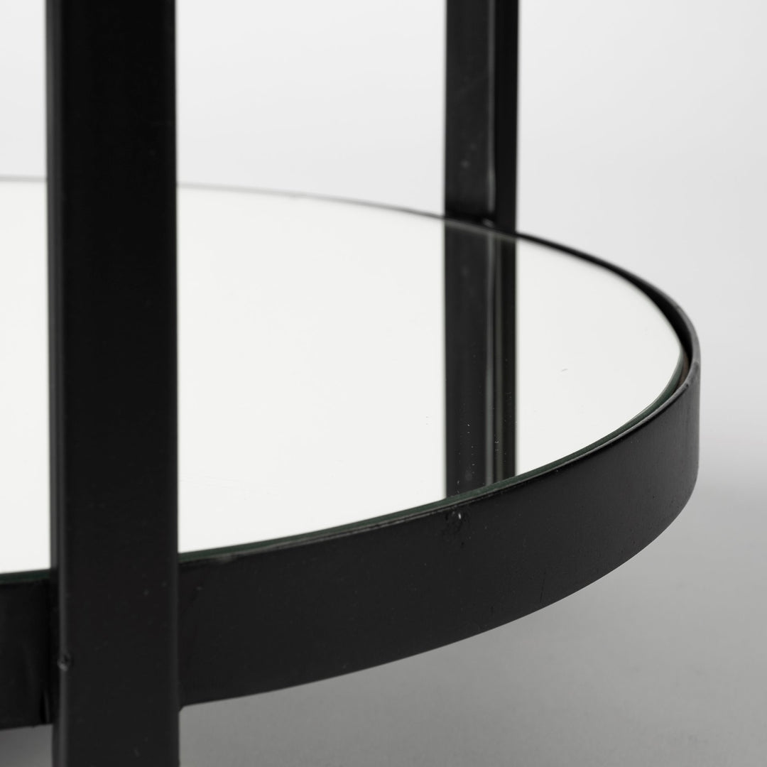 Eleonore Black Metal Frame Two-Tier w/Glass Shelves Bar Cart Dining Room Mercana