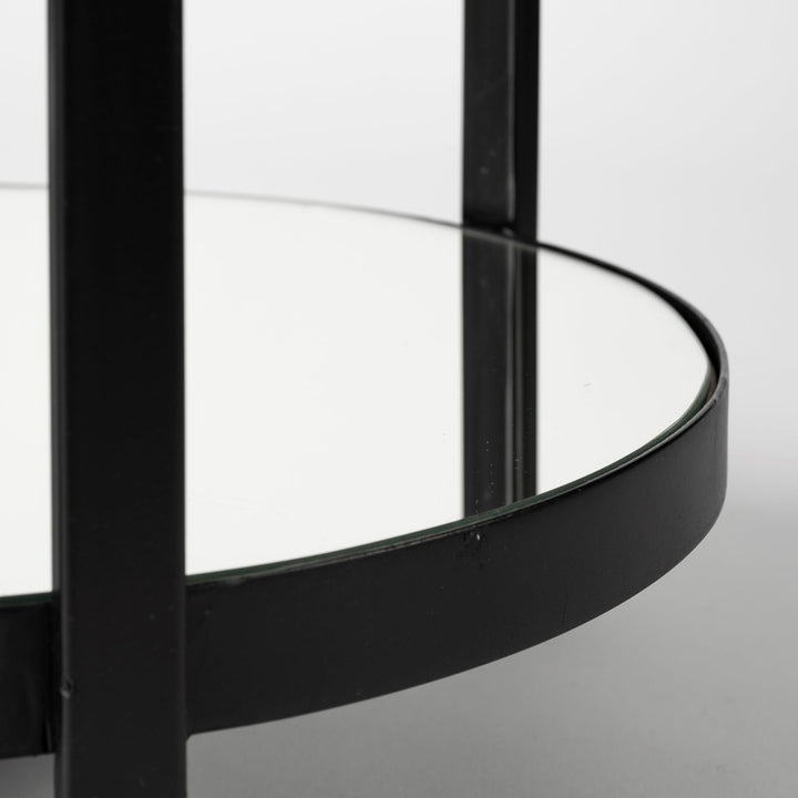 Eleonore Black Metal Frame Two-Tier w/Glass Shelves Bar Cart Dining Room Mercana