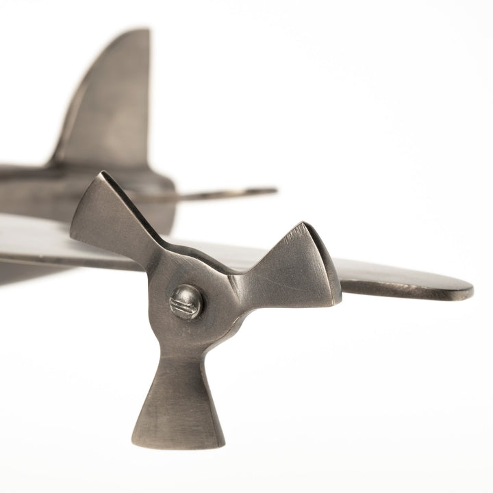 Maverick I 12L x 16W Gray Metal Bomber Plane Decor Mercana