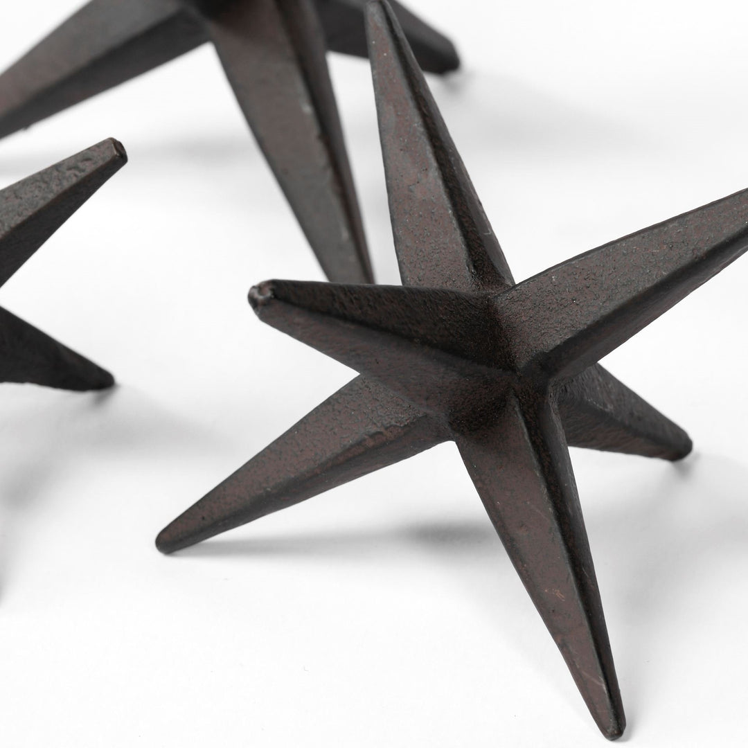 Rhea (Set of 3) Brown Cast Iron Small, Medium & Large Jacks Decor Mercana
