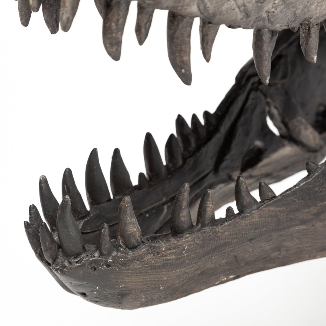 Jurassic 6L x 10W Brown Resin Tyrannosaurus Skull Replica Decor Mercana