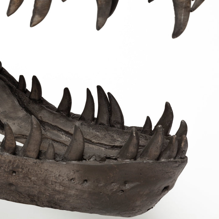 Lagrane 19L x 11W Brown Resin Tyrannosaurus T Rex Dinosaur Skull Replica Decor Mercana