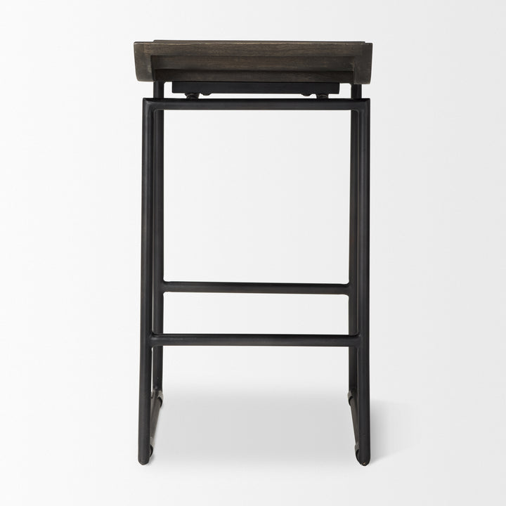 Givens 24.25"H Seat Height Black Wood Seat Black Frame Stool Dining Room Mercana