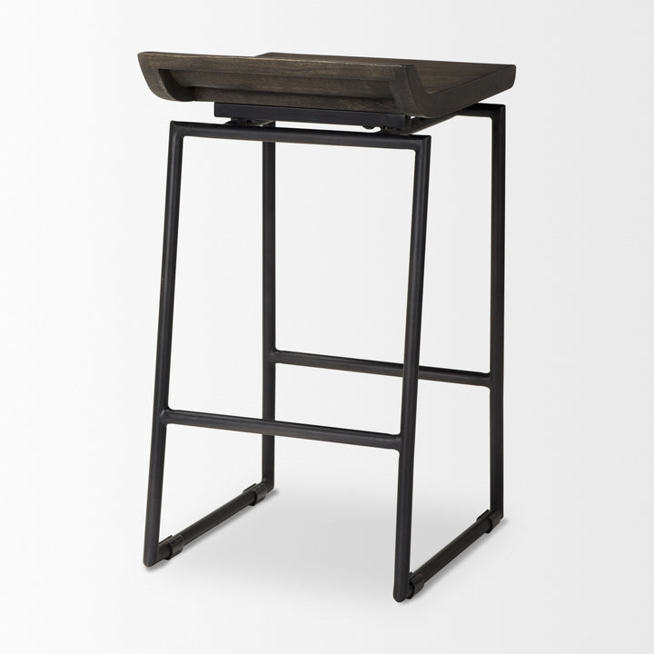 Givens 24.25"H Seat Height Black Wood Seat Black Frame Stool Dining Room Mercana
