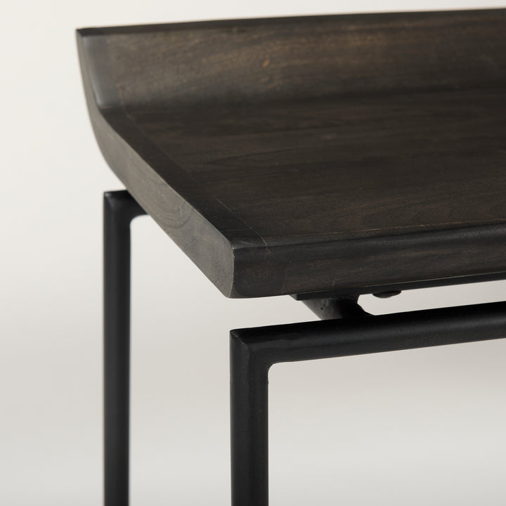 Givens 24.25"H Seat Height Black Wood Seat Black Frame Stool Dining Room Mercana