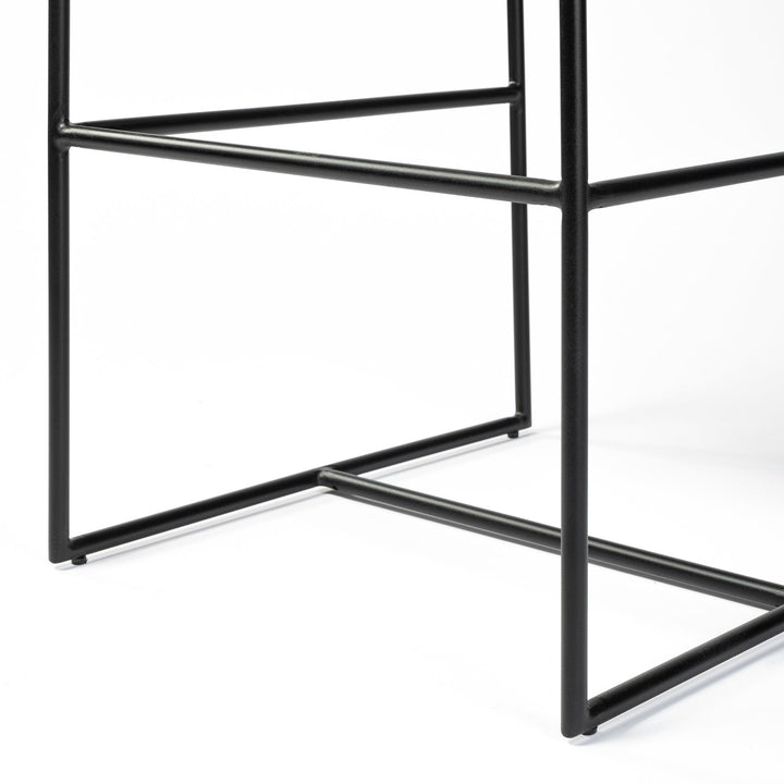 Stamford 40" Total Height Black Leather Seat w/ Wood Back, Metal Frame Bar Stool Dining Room Mercana