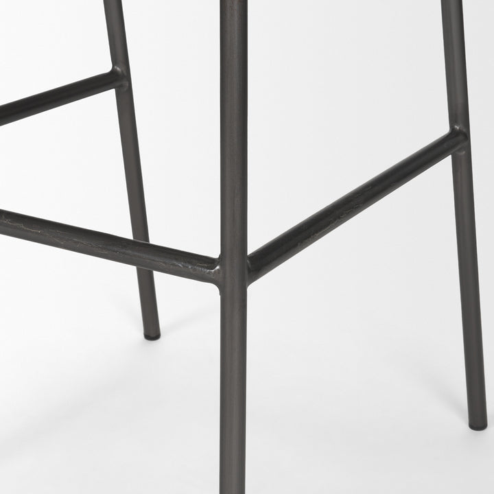 Kavalan 37.5" Total Height Ebony Leather Seat Black Metal Frame Bar Stool Dining Room Mercana