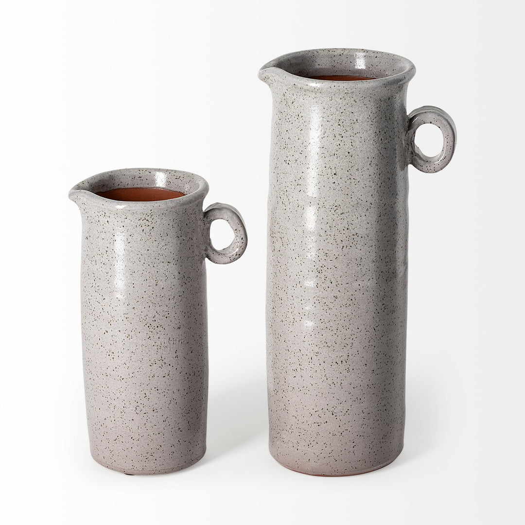 Frieda Large Freckled Gray Ceramic Jug Decor Mercana