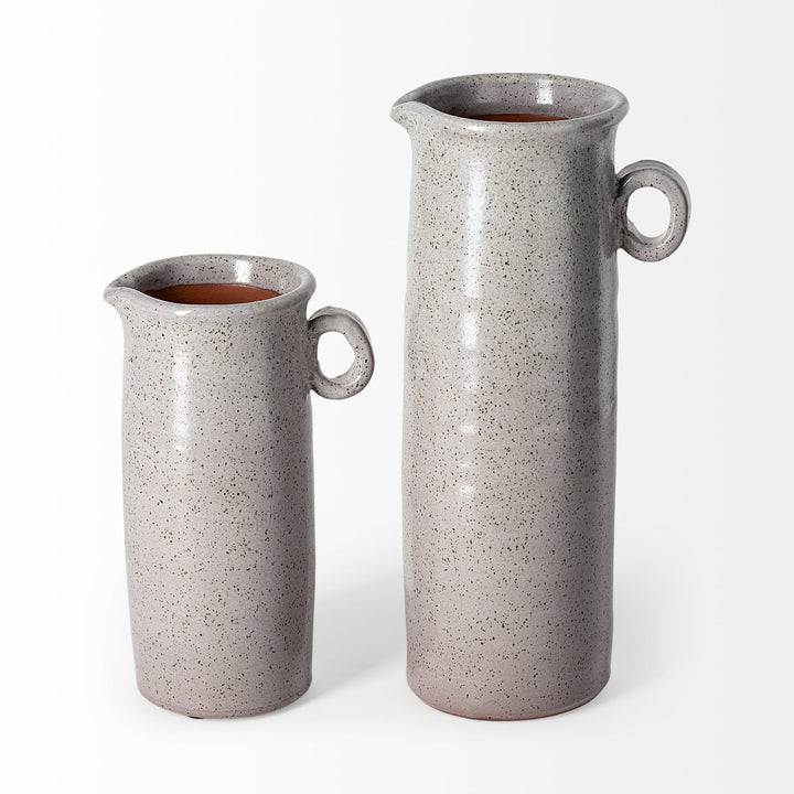 Frieda Large Freckled Gray Ceramic Jug Decor Mercana