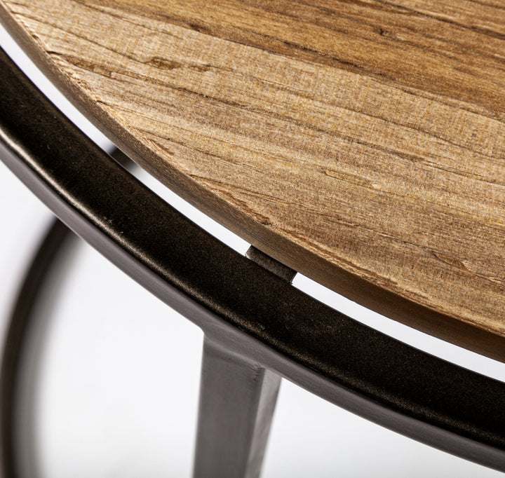 Glover (Set of 3) 20L x 20W Brown Wood Round Top W/Metal Nesting Accent Tables Dining Room Mercana