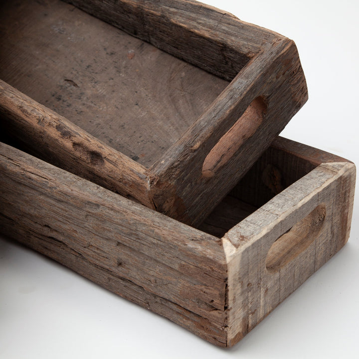 Vernon (Medium) 30L x 7W Brown Reclaimed Wood Tray Decor Mercana