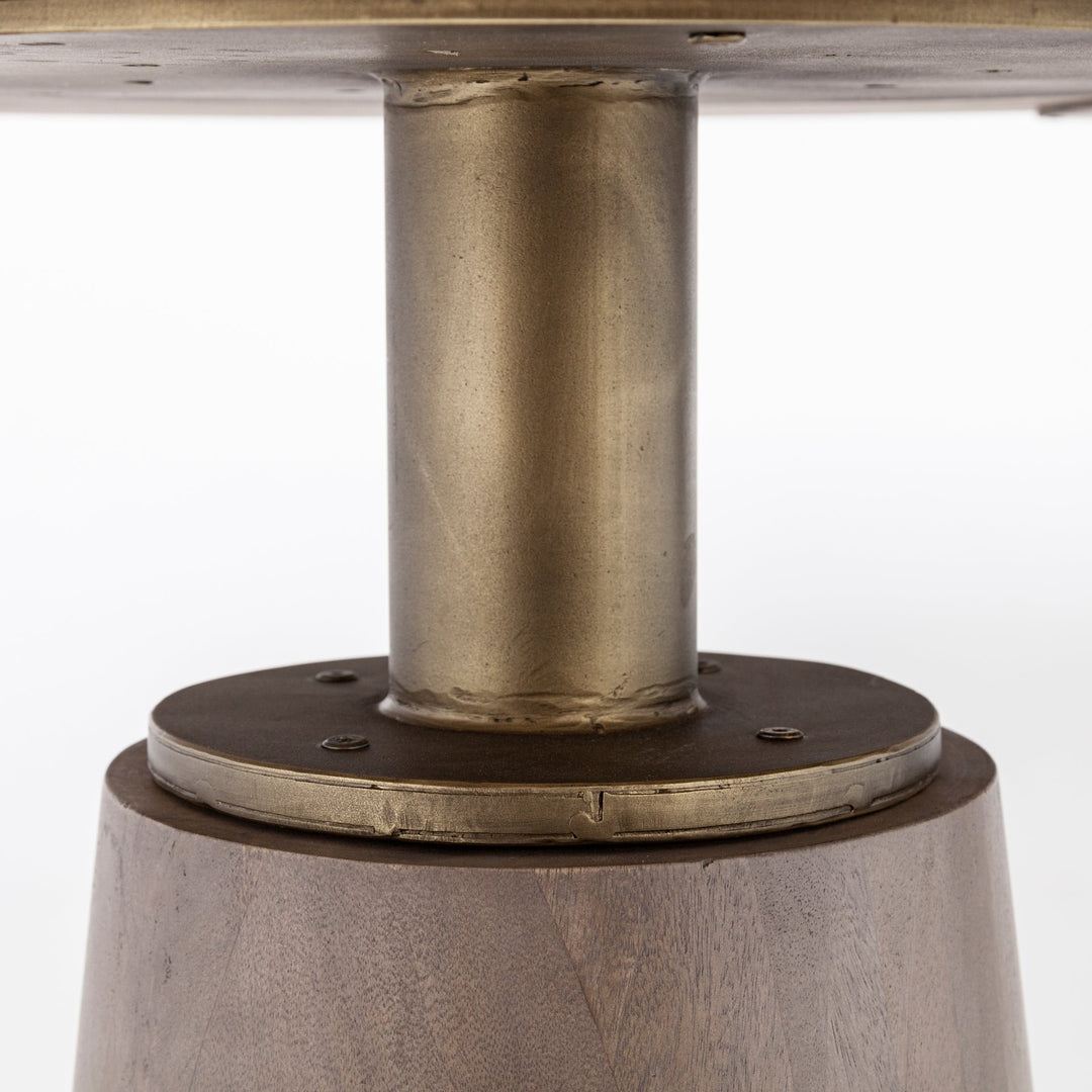 Maxwell II 54" Round Brown Solid Wood Top Brown Wood/Gold Metal Base Dining Table Dining Room Mercana