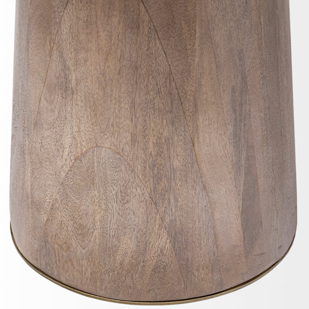 Maxwell II 54" Round Brown Solid Wood Top Brown Wood/Gold Metal Base Dining Table Dining Room Mercana