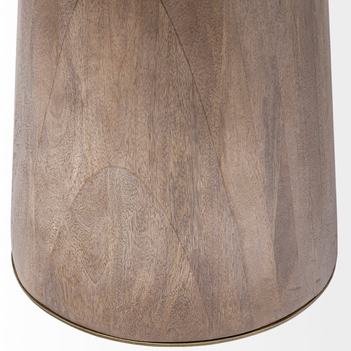 Maxwell II 54" Round Brown Solid Wood Top Brown Wood/Gold Metal Base Dining Table Dining Room Mercana
