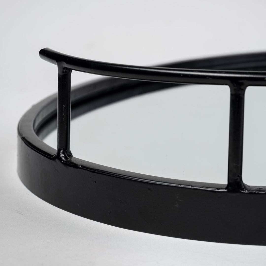 Ansel 20L x 14W Black Metal Mirrored Bottom Oval Serving Tray Decor Mercana