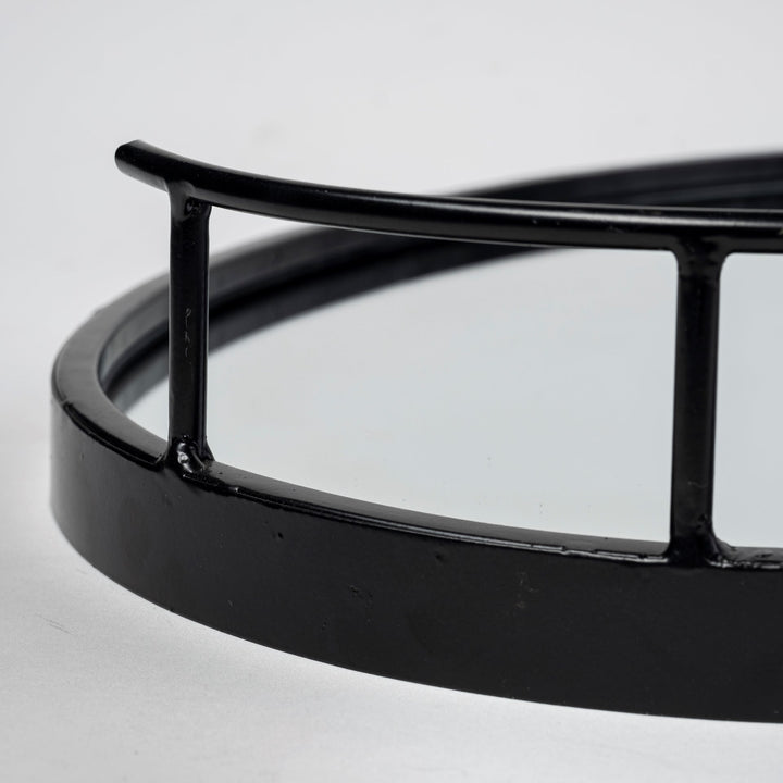Ansel 20L x 14W Black Metal Mirrored Bottom Oval Serving Tray Decor Mercana