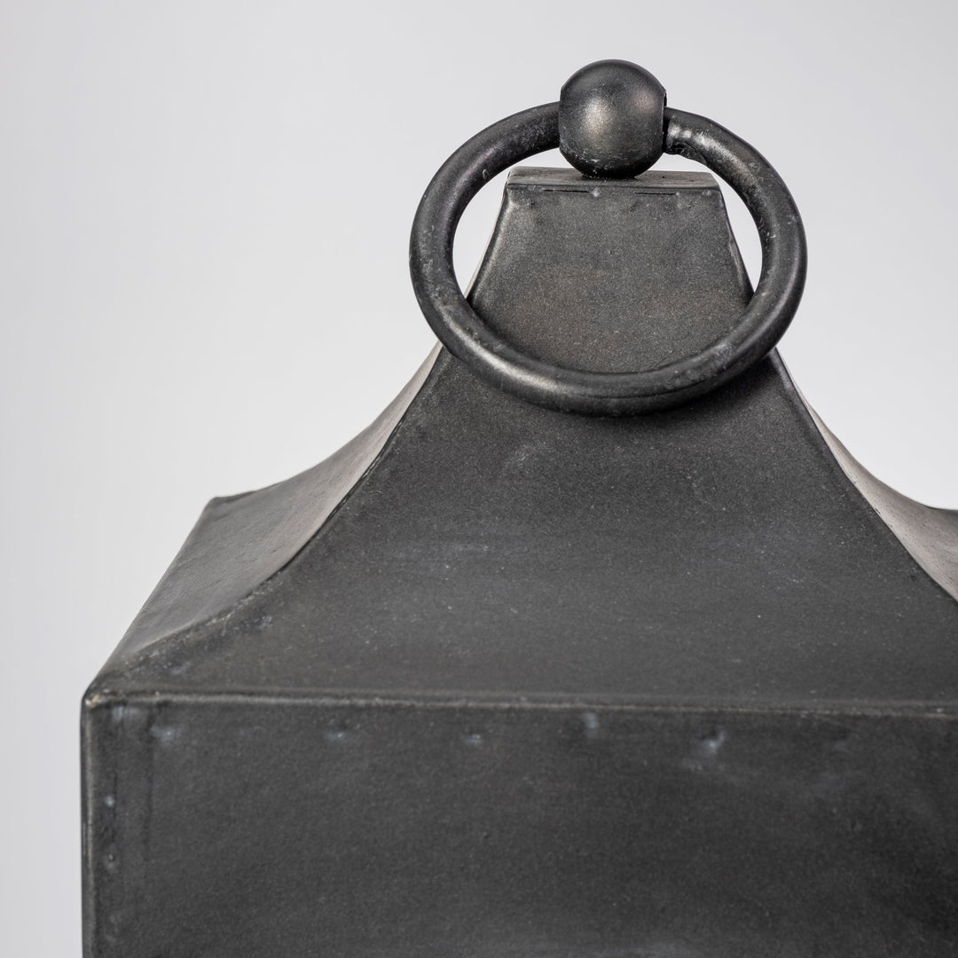 Ina Short Charcoal Metal Candle Holder Lantern Decor Mercana