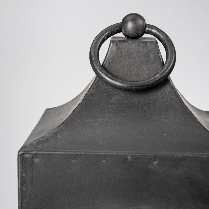 Ina Short Charcoal Metal Candle Holder Lantern Decor Mercana