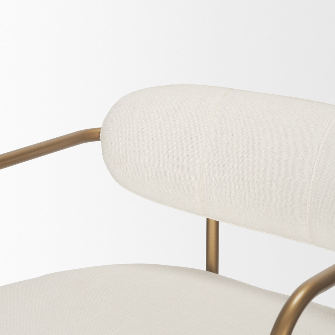 Parker 30" Seat Height Cream Fabric Seat Gold Metal Bar Stool Dining Room Mercana