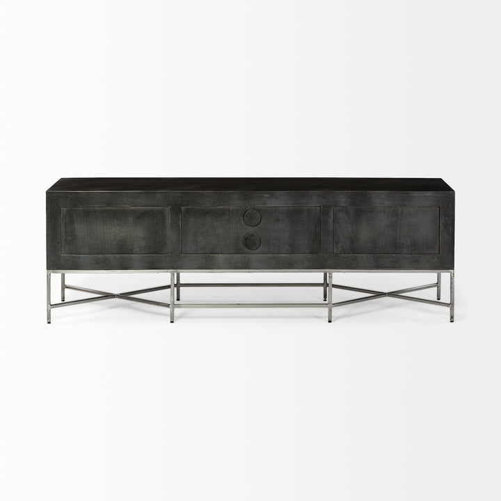 Hogarth I Dark Brown Solid Wood TV Stand Media Console with Storage, TV up to 81" Living Room Mercana