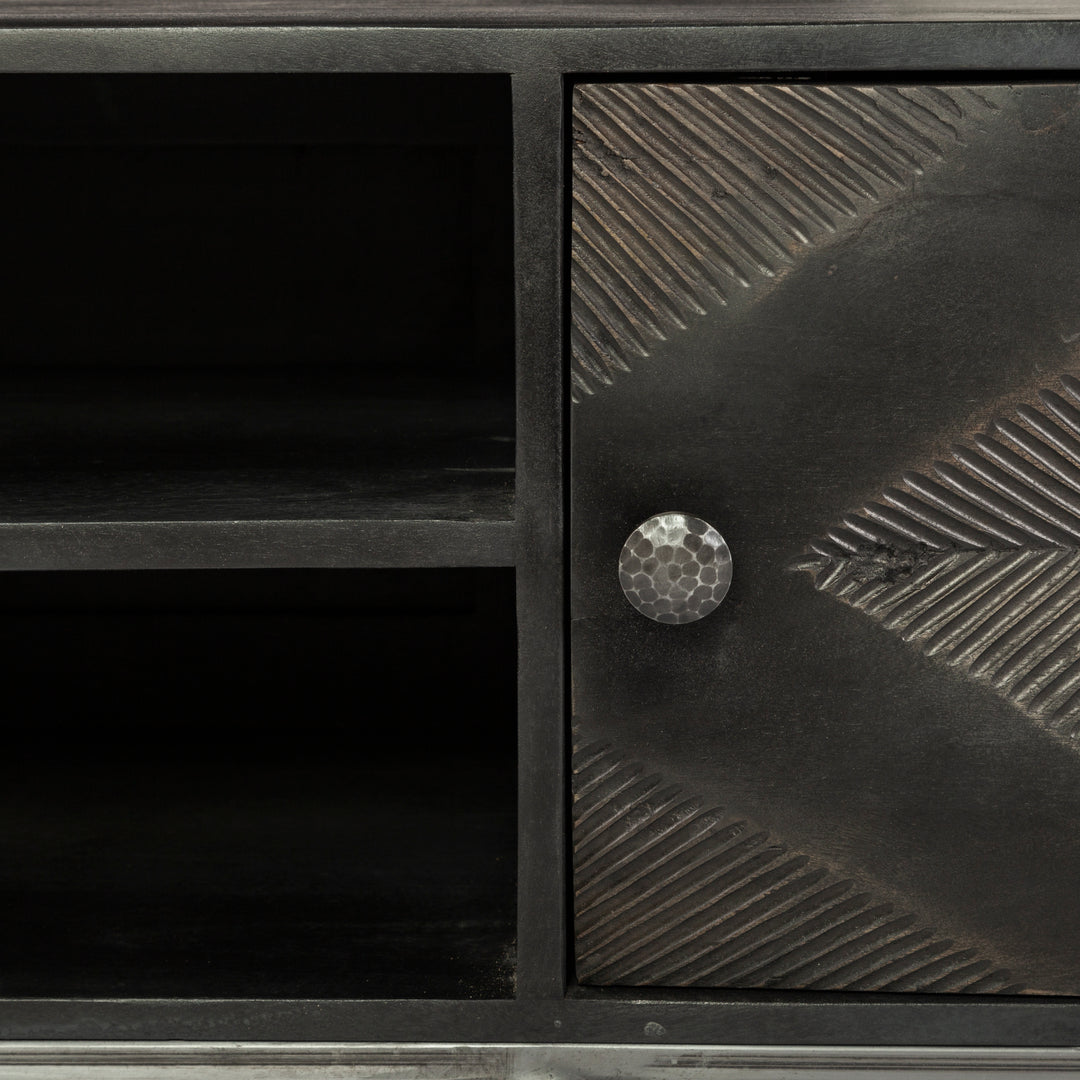 Hogarth I Dark Brown Solid Wood TV Stand Media Console with Storage, TV up to 81" Living Room Mercana