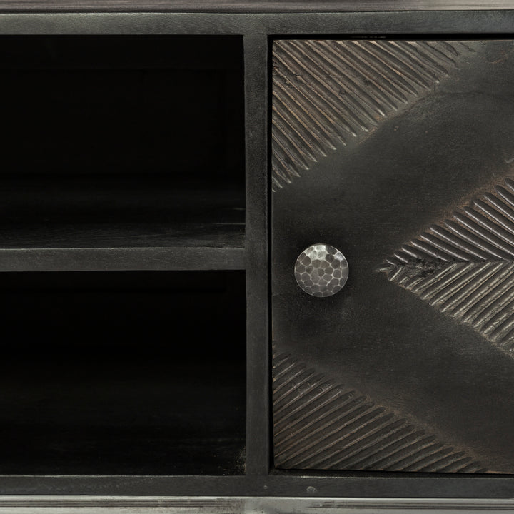 Hogarth I Dark Brown Solid Wood TV Stand Media Console with Storage, TV up to 81" Living Room Mercana