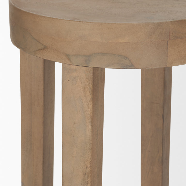 Brahma 26" Total Height White Washed Wood Stool Dining Room Mercana