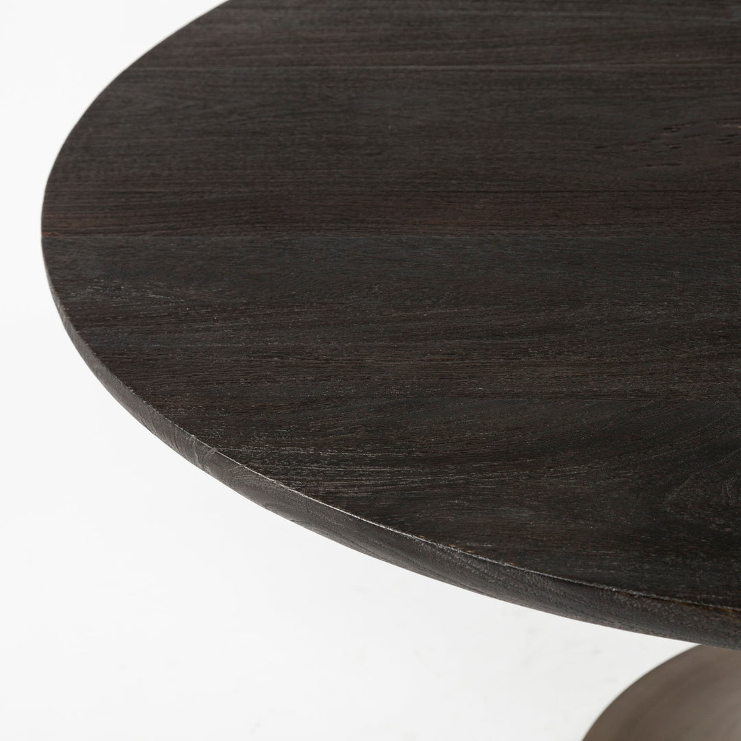 McLeod II 54 L x 54 W x 28.75 H Round Brown Solid Wood Top Gold Metal Base Dining Table Dining Room Mercana