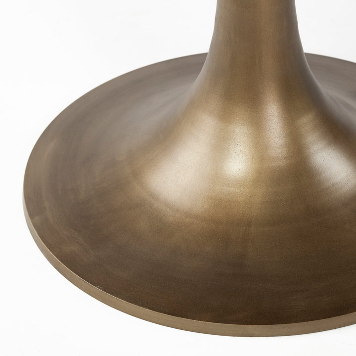 McLeod II 54 L x 54 W x 28.75 H Round Brown Solid Wood Top Gold Metal Base Dining Table Dining Room Mercana