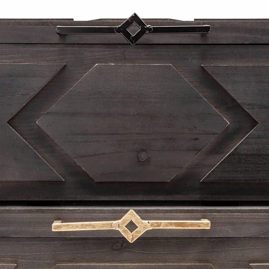 Cassia Set of 2 Brown Wooden Boxes Decor Mercana