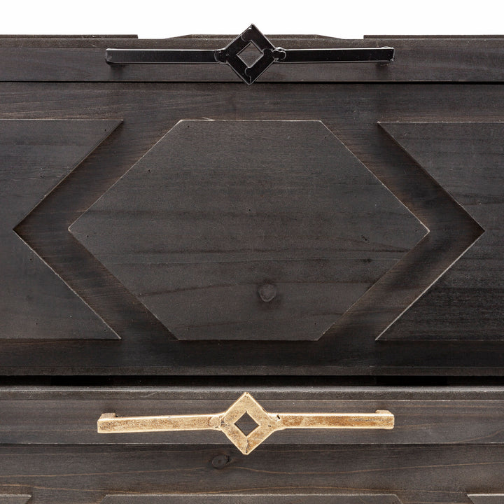 Cassia Set of 2 Brown Wooden Boxes Decor Mercana