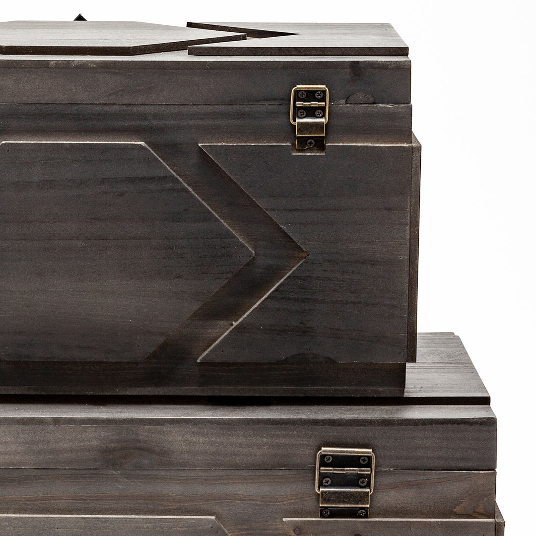 Cassia Set of 2 Brown Wooden Boxes Decor Mercana