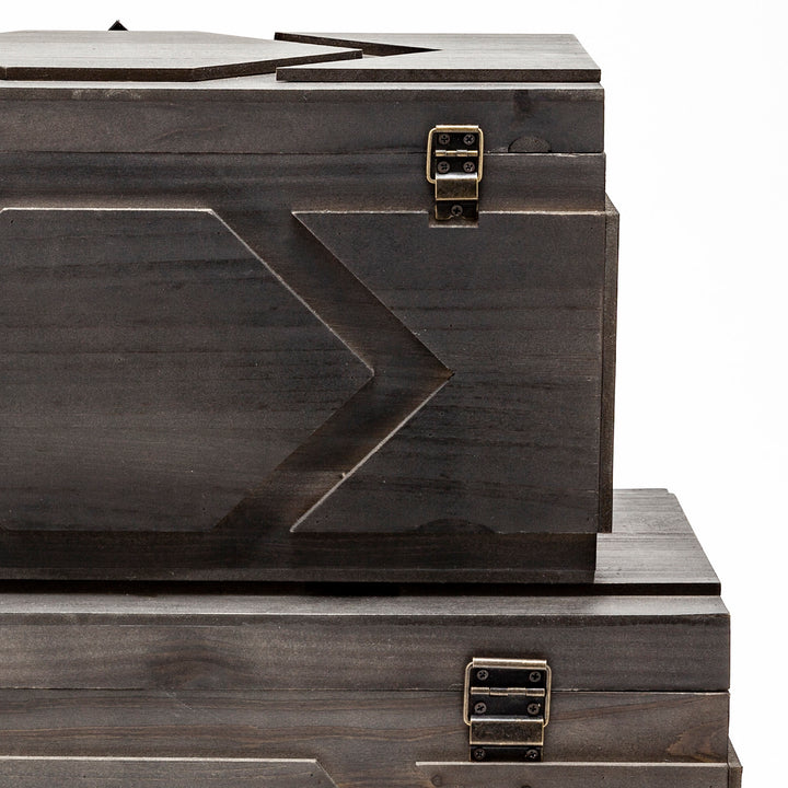 Cassia Set of 2 Brown Wooden Boxes Decor Mercana
