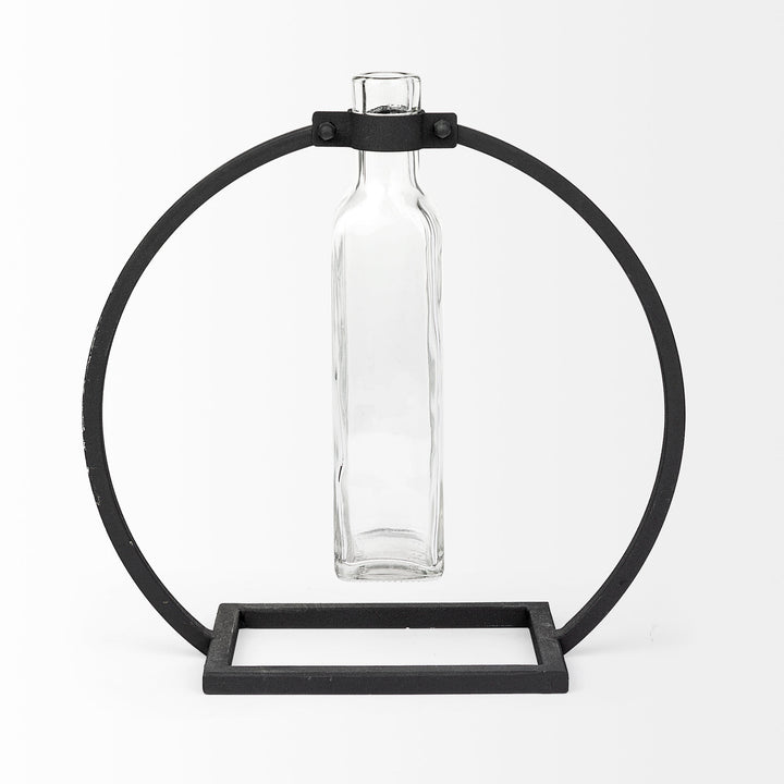 Monica II Tall Black Metal Glass Bottle Vase Decor Mercana