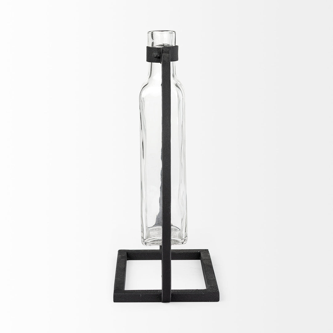 Monica II Tall Black Metal Glass Bottle Vase Decor Mercana