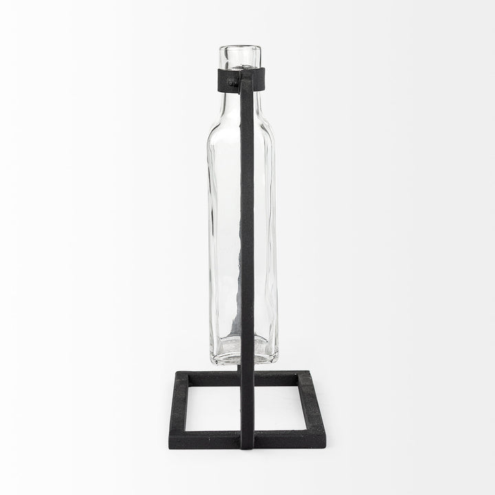 Monica II Tall Black Metal Glass Bottle Vase Decor Mercana
