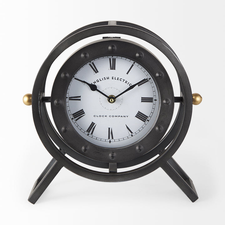 Gaston Gray Metal Circular Table Clock Decor Mercana