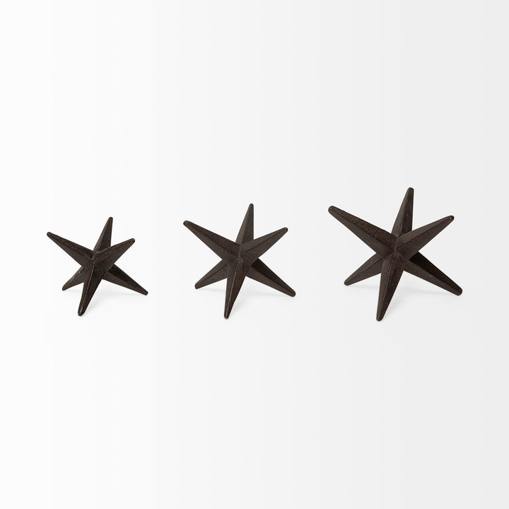 Rhea (Set of 3) Brown Cast Iron Small, Medium & Large Jacks Decor Mercana
